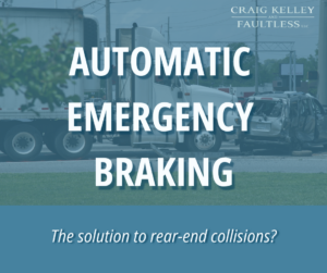 truck accident concept graphic reading "Automatic Emergency Braking...The solution rear-end collisions?"