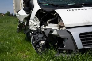 Delivery van crashed on road