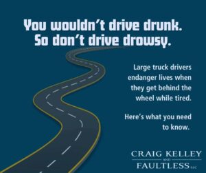 Road graphic with the text: You wouldn't drive drunk, so don't drive drowsy.