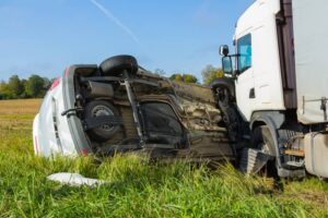 Truck crashes into vehicle